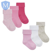 Baby Girls 3 Pack Plain Turn Over Socks (44B962) (Baby Socks) Tick Tock